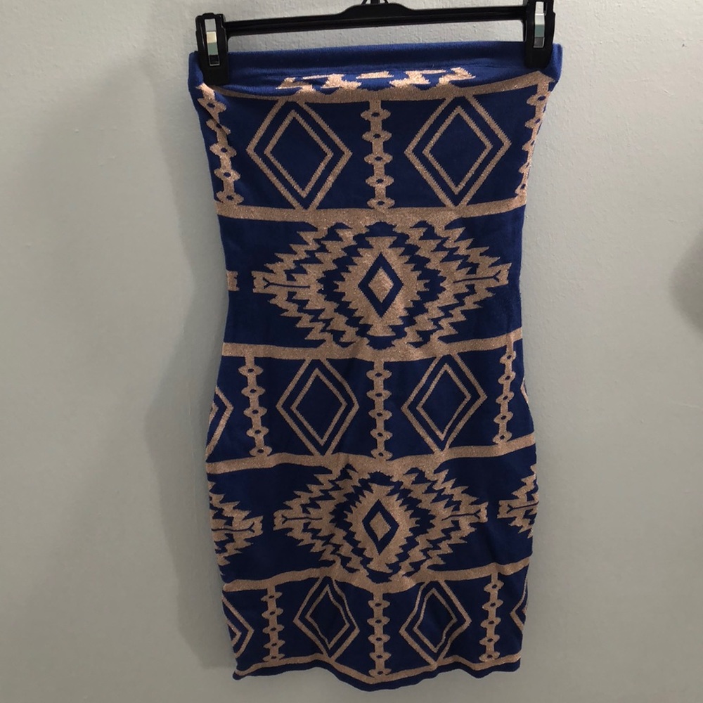 Tribal Bodycon Strapless Dress